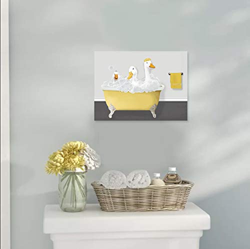 Genius Decor - Canvas Print Ducks Bath Ducks Bathroom Wall Decor Yellow Grey Animal Shower In Bathtub - Cosy Home Interiors Genius Decor - Canvas Print Ducks Bath Ducks Bathroom Wall Decor Yellow Grey Animal Shower In Bathtub - Image 4