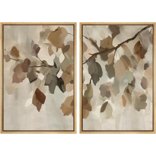 MUDECOR Framed Canvas Print Wall Art Set Abstract Leaf Branch