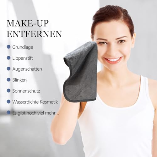 VIVOTE Abschminkpads Waschbar, Mikrofaser Gesichtsreinigungstücher, Waschbar und Wiederverwendbar Microfaser Abschminktücher, mit Wäschesack, 7 Stück Grau