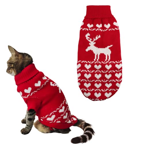 ACTOYS Pullover für Katzen, warm Katzenpullover, Katzen Pullover Klamotten süß, Katzenpulli Kleidung Winter, Haustier