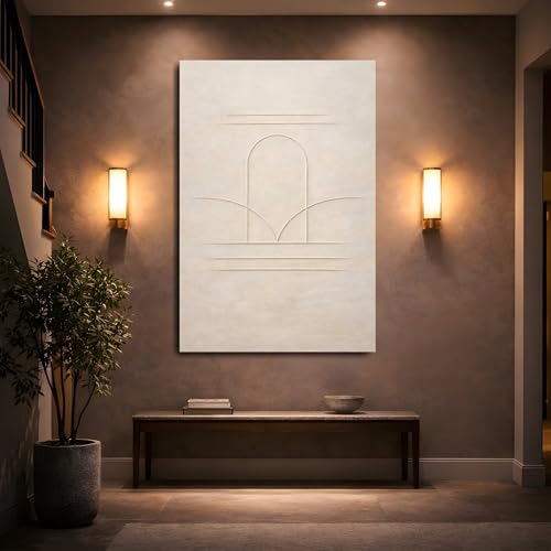 Toile beige lignes d'arches abstraites tableau mural moderne vertical 60x90 cm - 5