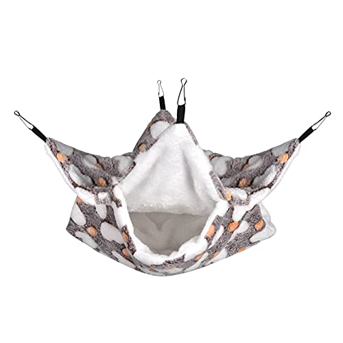 Petmolico Small Pet Warm Plush Bunkbed Hanging Hammock Cage Accessories For Parrot Sugar Glider Ferret Squirrel Hamster Rat Hideout Playing Sleeping, Coffee Heart #TOP2