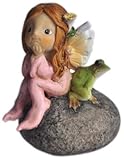 Top Collection Enchanted Story Fairy Garden Little Fairy and Frog on Stone Outdoor Statue