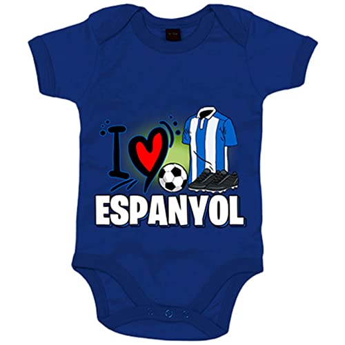Body bebé para enamorado de su equipo de fútbol espanyol - Azul Royal, Talla única 12 meses