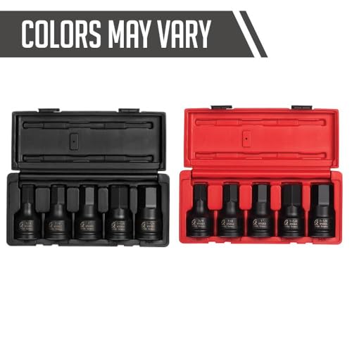Image of SUNEX TOOLS 4506, 3 /4 Inch Drive Impact Hex Driver Set, 5-Pieces, SAE, 3 /4 inch - 1-1 /4 inch, Cr-Mo Steel, Solid One Piece Construction, Dual Size Markings, Heavy Duty Storage Case