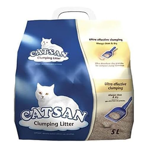 Catsan Clumping Litter 5L 5000g Bulk Pack of 3, Low-Dust Hygienic Cat Litter with Natural Minerals, Strong Clumping Action for Easy Cleaning, Helps Control Odour and Maintain Clean Litter Trays