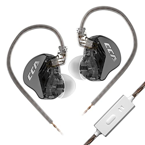 CCA CRA - Auricolari in-ear con diaframma ultra sottile e driver dinamico IEM, monitor per musica e bassi, con microfono, cavo OFC staccabile a 2 pin, regalo per cantanti audiofili (CRA nero, con