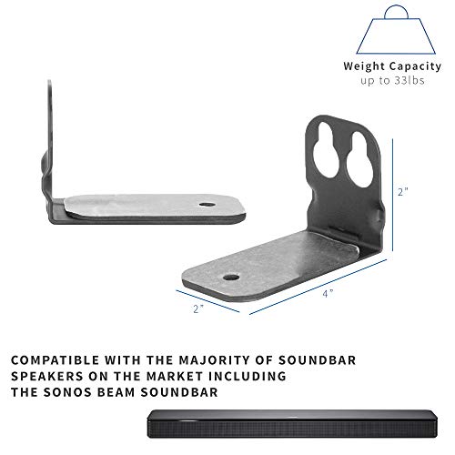 Vivo Steel Universal Dual Soundbar Wall Mount L Brackets, Extending Speaker Arm Holders, Above Or Below Tv, Black, Mount-Spsb1 #TOP2