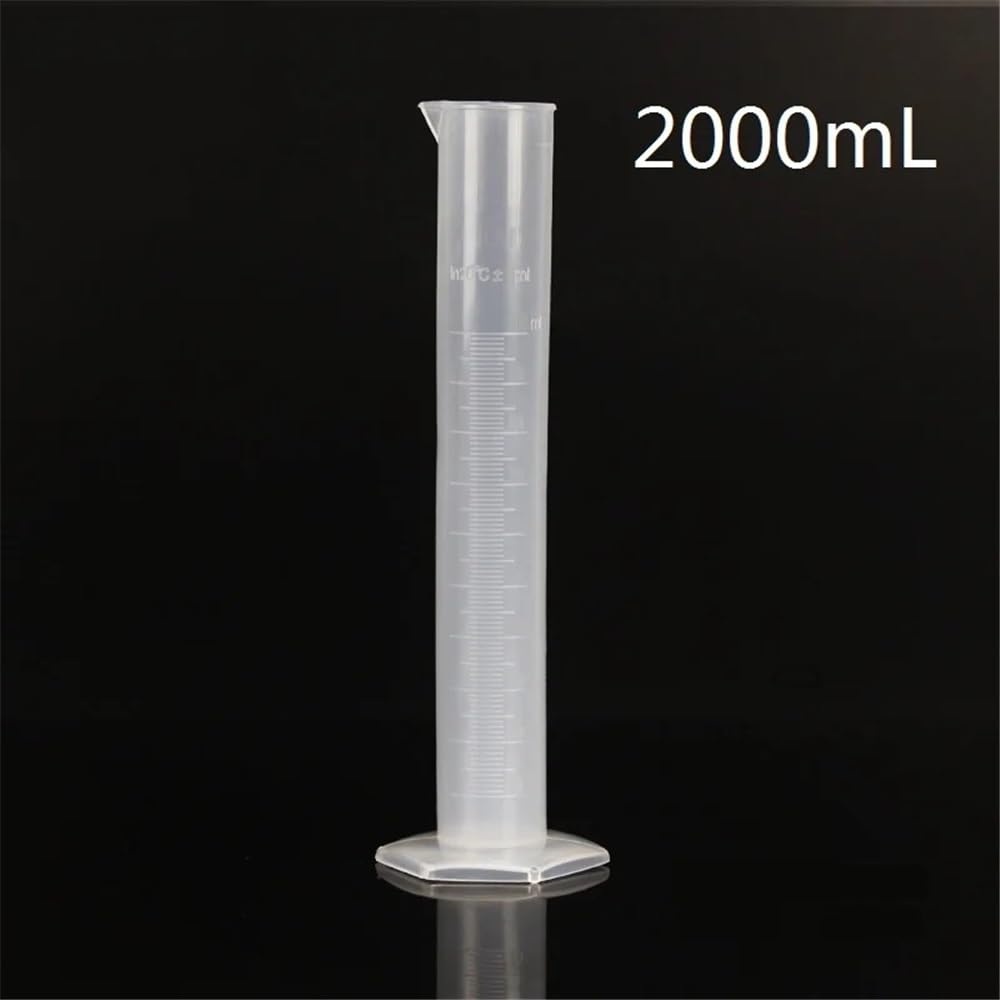 Probeta graduada de plástico PP de 2000 ml y 2 l con boquilla hexagonal for laboratorio.