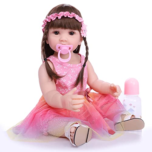 ZIYIUI 22 Zoll 55 cm Realistische Reborn Babypuppen Silikon Vinyl Reborn Baby Mädchen Handgemacht Junge Mädchen… – Bild 4