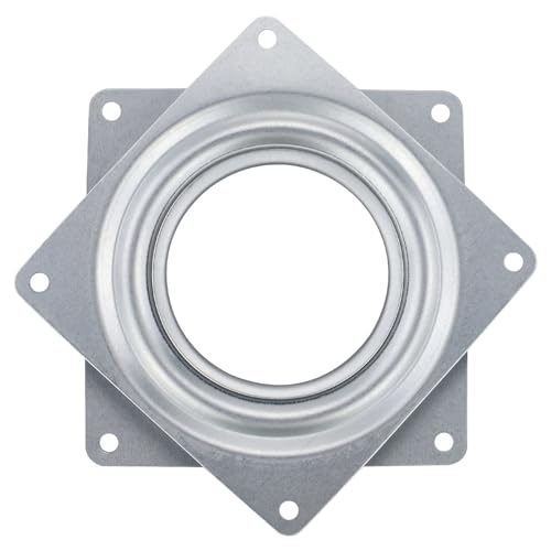 DNDGDLUA Plateau tournant 360° 4 carré en acier galvanisé argenté pour étagère d'affichage et meubles de cuisine, meuble TV, bureau, table à manger