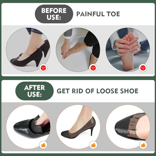 Image of 6 Pairs Shoe Filler Inserts for Women, Toe Cushion Fillers Make Shoes Fit, Heel Comfort Pads, Half-Size Insoles Adjust Shoe Too Big for High Heels, Flats, Casual (Round Head)