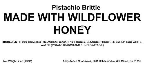Andy Anand Roasted Pistachios Soft Brittle, Nougat, Turron Made With Wildflower Honey, Taste In Every Bite, Made In Europe, Slowly Savor For An Amazing Experience With A Luxuriously Creamy Feel, Gluten Free 7 Oz #TOP4