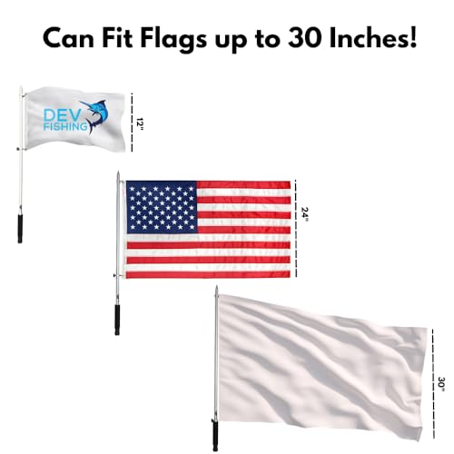 Dev Fishing 43\" Boat Flag Pole with Top/ Rocket Launchers Rod Holder for Boats