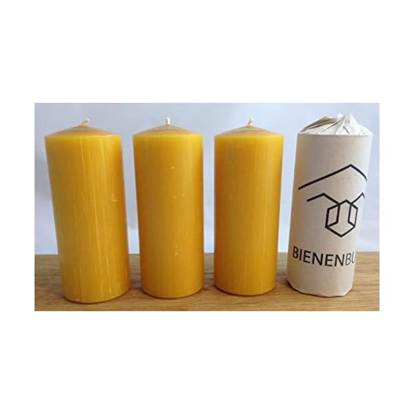 BienenBude I Bienenwachskerzen I 4 StÃ¼ck 15 x 6 cm I Handgefertigte Stumpenkerzen I Direkt vom Imker