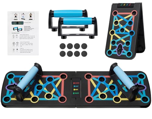 17 in 1 Faltbare Tragbare Push Up Board, Liegestütze Brett, Multifunktionales Fitnessgerät für Ganzkörpertraining, Effektive Liegestützgriffe & Muskelaufbau im Home Gym
