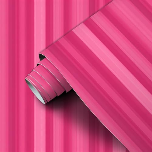 FUIENCFKE Peel and Stick Wallpaper Vibrant Pink Striped Ombre Effect