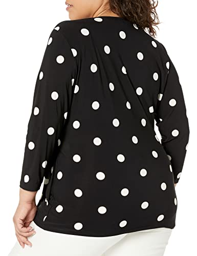 Anne Klein Women's Plus Size Printed Ity 3/4 SLV Wrap Top (H22)2