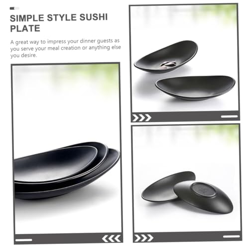 Platos pequeños para sushi melamina negra 2 piezas miniatura 3