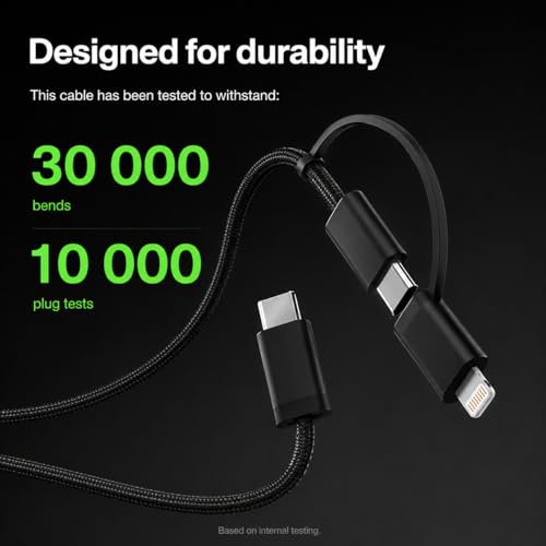 Image of AILKIN 60W 2-in-1 USB C to Lightning & Type C Charging Cable, MFi Certified Fast PD Charger Cord for iPhone 16 /16e /16 Plus /16 Pro Max, 15 /14 /13 /12 /11 Series, iPad, AirPods, USB-C Devices