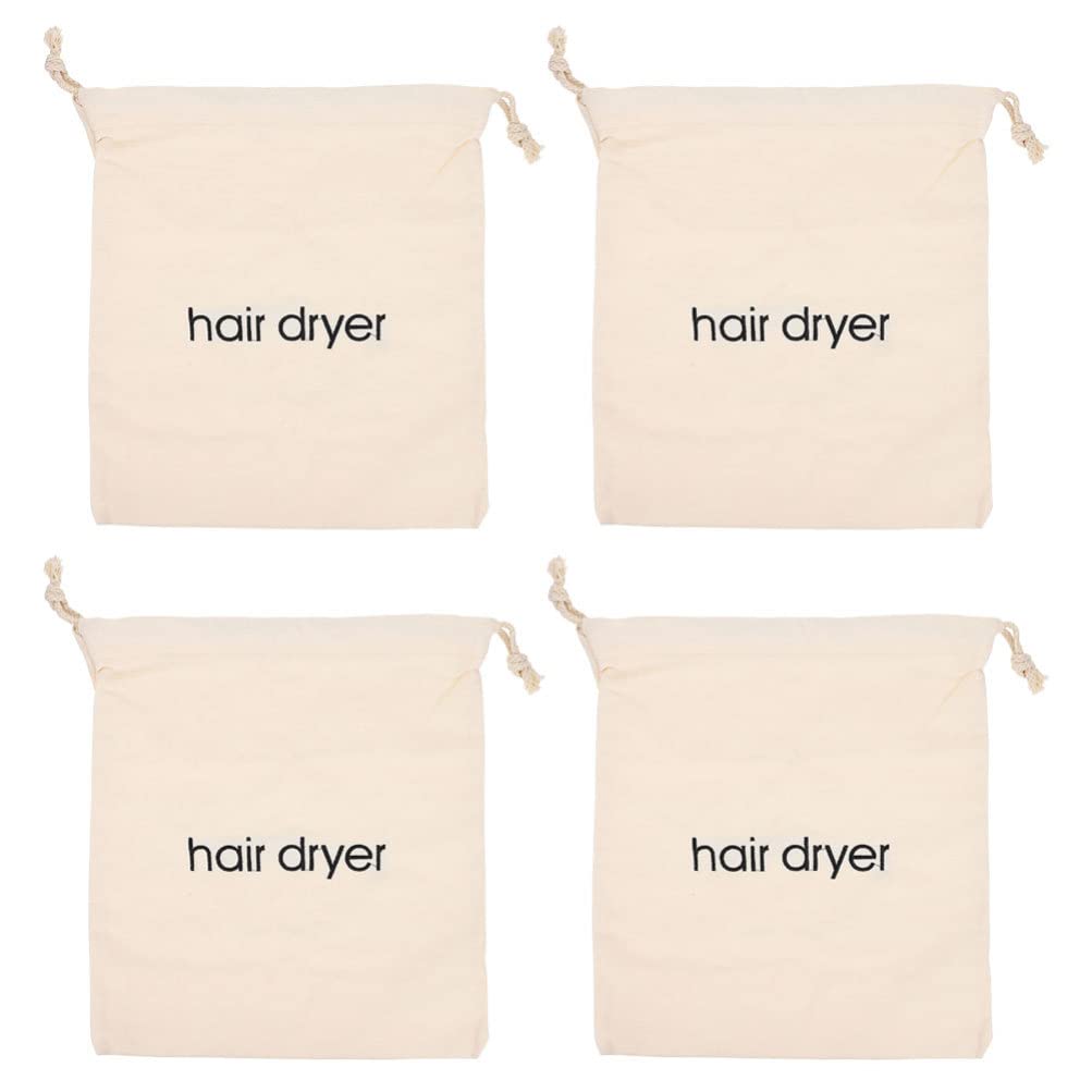 4pcs Multi-Function Drawstring Hair Dryer Storage Bags Embroidered Canvas Travel Organizer for Hair Tools Dust Carrier for Accessories