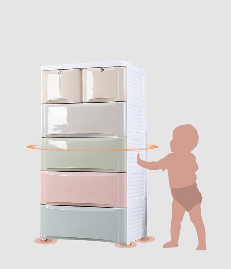 Storage Bins Thickened Drawer Cabinets Children's Wardrobe Boxes Finishing Plastic(Blue,3 layers)