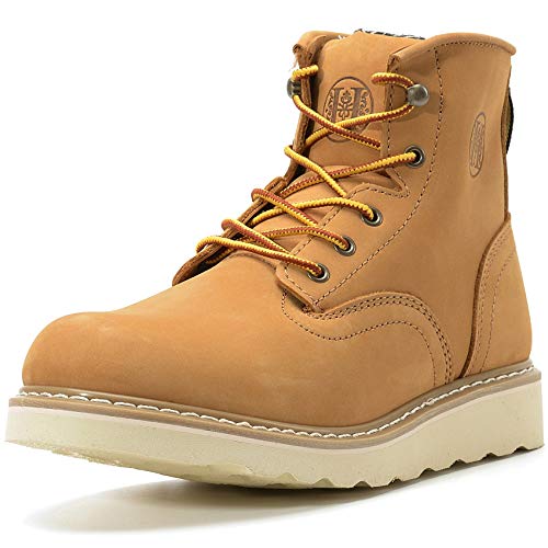 HANDPOINT Work Boots for Men - 6 Inch Soft Toe Boot, Non-Slip Anti-Fatigue Wedge Sole Shoes, Water Resistant EH Safety Boots
