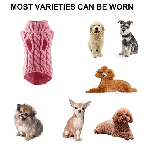 1-Stück Strickpullover Jacke für Hunde, Warme Hundepullover für den Winter, Rosa (L)