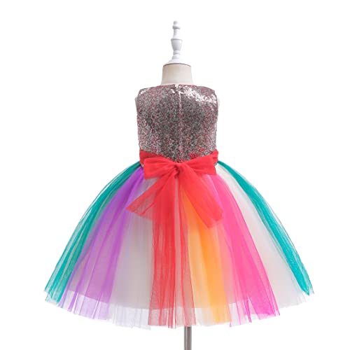 Glamulice Flower Girl Rainbow Tulle Dress A Line Princess Wedding Bridesmaid Party Holiday Birthday Tutu Dresses2