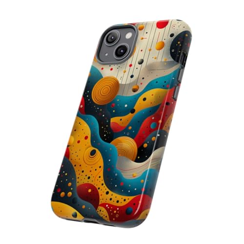 Coque rigide iPhone 14 Plus jaune motif vagues cosmiques brillantes