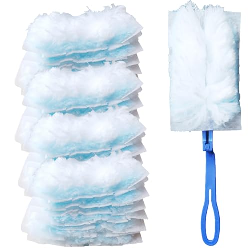 Image of Cayton 40 Count Duster Refills Compatible for Swiffer Dusters, Dust Collector Accessories 1 Blue Handle for Cleaning Dusts Removal