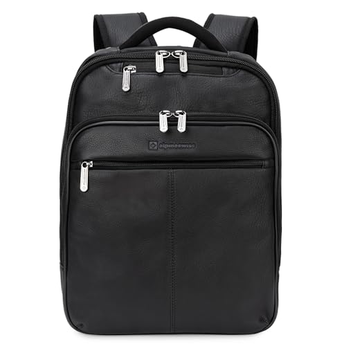 Alpine Swiss Olsen Leather Laptop Travel Backpack
