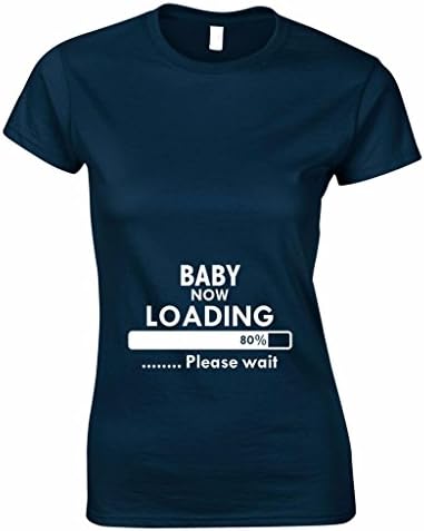 Women's Baby Now Loading Funny T-Shirt Navy Blue