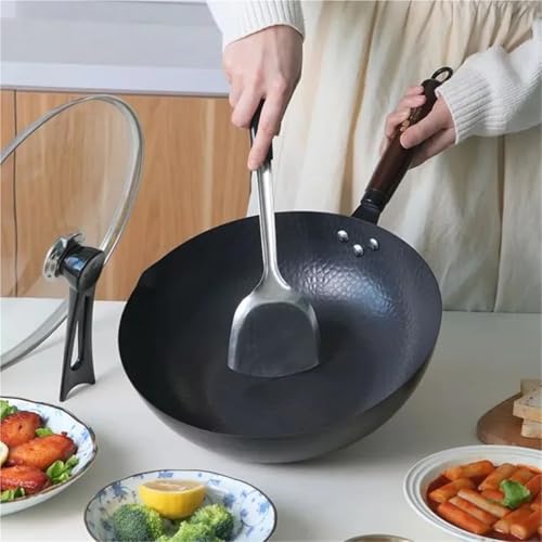 Wok Pan de Acero Carbono 32 cm con Tapa de Madera miniatura 2
