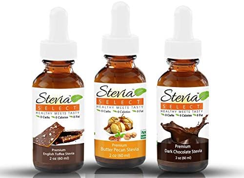 Stevia Drops Butter Pecan, Chocolate, & English Toffee Stevia Select Keto Coffee Sugar-Free Stevia Flavors Bundle (3) Pack
