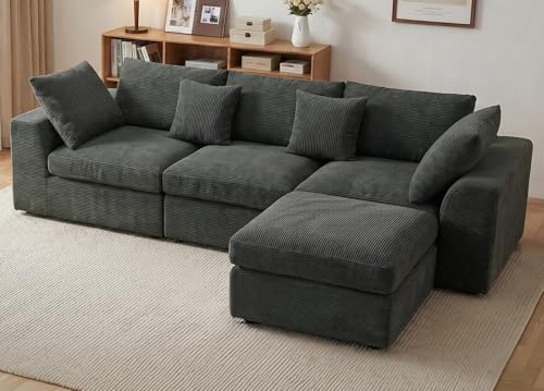 Benazcap 110" Cloud Sectional Couches for Living Room, L-Shaped C...