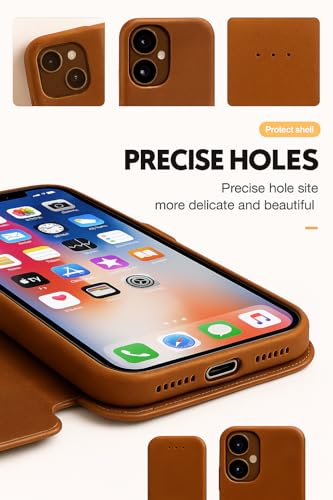 Image of Vegan Leather Wallet Case for OnePlus 15R 5G, Premium PU Flip Cover with Card Slot, Magnetic Closure, Kickstand, Slim Durable Design, Privacy Protection - Brown