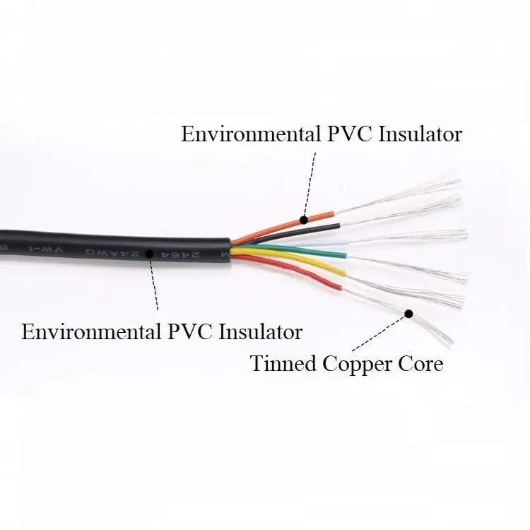 28 26 24 22 20 18 16 Awg Ul2464 Sheathed Wire Cable Copper Signal Cable 2 3 4 5 6 7 8 10 Core Soft Electronico Wire 2M/22Awg/6 Cores
