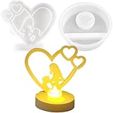 ALEFBET Silikonformen Gießformen, Kombination Silikonform Kerzenhalter, Silikon Gießform Kerzenhalter, Gipsformen zum Gießen (Herz und schwangere Frau)