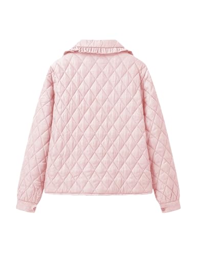 Vimida Women's Quilted Lightweight Jacket - Pink Cropped Puffer Coat with Bow Tie Design (X-Large) - Perfect for Winter Adventures! - Image 2
