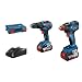 Produktbild Bosch Professional 18V System Combo Kit: Drehschlagschrauber GDX 18V-200 + Schlagbohrschrauber GSB 18V-55 (inkl. 2x 4.0Ah GBA 18V Akku, Schnellladegerät GAL 18V-40, L-Case)