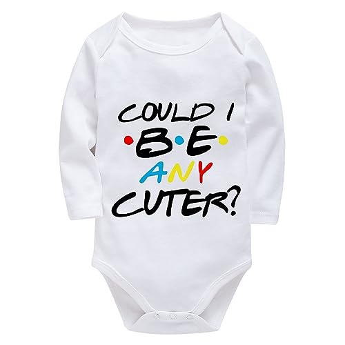 Could I Be Any Cuter Funny Newborn Outfit Long Sleeve Baby Boy Romper White Baby Clothes
