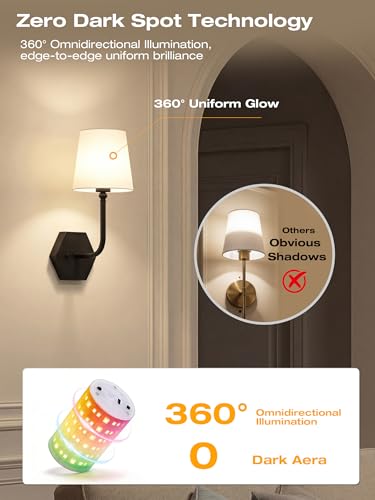 Image of CLOUDY BAY 10000mAh Battery Operated Wall Sconces,Up to 100 Hours with Rechargeable RGB Dimmable Magnetic Bulb,Cordless Wall Lighting Fixtures with Remote for Bedroom,Black,2 Pack-17.9in