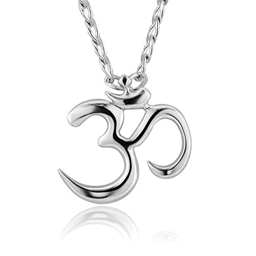 STERLL Collar Para Hombre De Plata De Ley Con Colgante Amuleto Om Chino Joyería Yoga 50cm