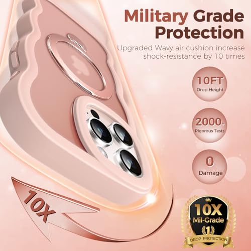 Coque iPhone 15 Pro Max avec support rotatif 360 et cadre design ondulé mat - 5