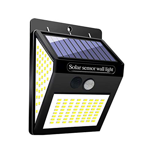 GUTE Luz Solar Exterior,144 LED Luz Solar Jardín,120 °Iluminación de Lados Foco Solar con Sensor de Movimiento Impermeable Lámpara Solar para Jardín (1-Paquete)