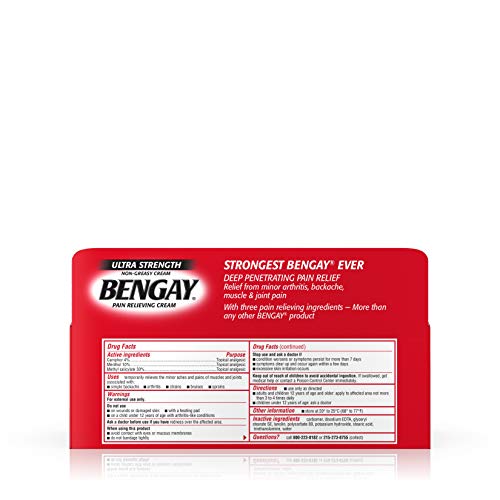 Ultra Strength Bengay Pain Relief Cream, Topical Analgesic for Arthritis, Muscle, Joint & Back, 4 oz