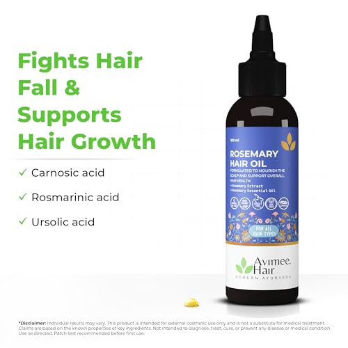 Image of Avimee Herbal Rosemary Oil for Hair (Pack of 2)| For Hair Growth, Hair Fall Control and Dandruff | 100% Pure & Natural | Mineral Oil Free | 100mL