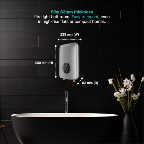 Image of Zanskar Tankless Water Heater 9kW | BIS Certified Instant Water Heater | Electric Geyser | Smart Temperature Control | Compact Wall-Mounted Design | Hard Water Safe | IP25 Rated