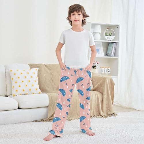 Pajama Pants Long Track Pants Blue Umbrellas Rain Drops Sweatpants Athletic for 6-14 Years4